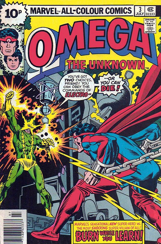 Electro Appearance<br> Cover of Omega The Unknown (Vol 1) #3. One of 250,000 Vintage American Comics on sale from Krypton!