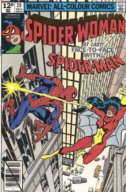 1st meeting with Spider-Man<br> Cover of Spider-Woman (Vol 1) #20. One of 250,000 Vintage American Comics on sale from Krypton!