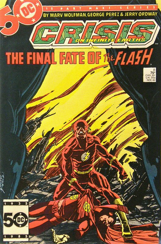 Death of The Flash<br> Cover of Crisis on Infinite Earths (1985 Ltd) #8. One of 250,000 Vintage American Comics on sale from Krypton!