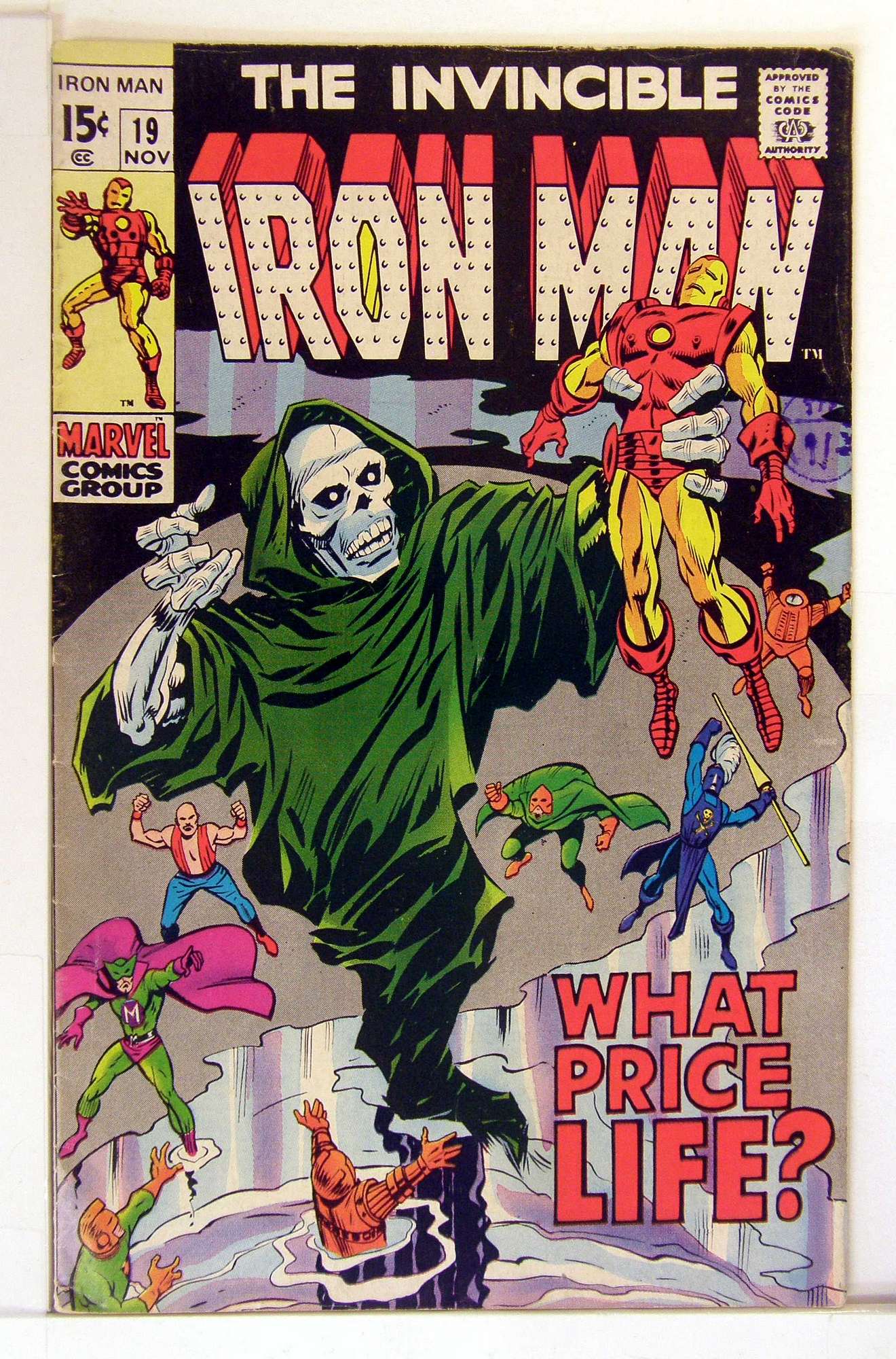ACTUAL SCAN OF COMIC!<br>Distribution Stamp on Cover Cover of Iron Man (Vol 1) #19. One of 250,000 Vintage American Comics on sale from Krypton!