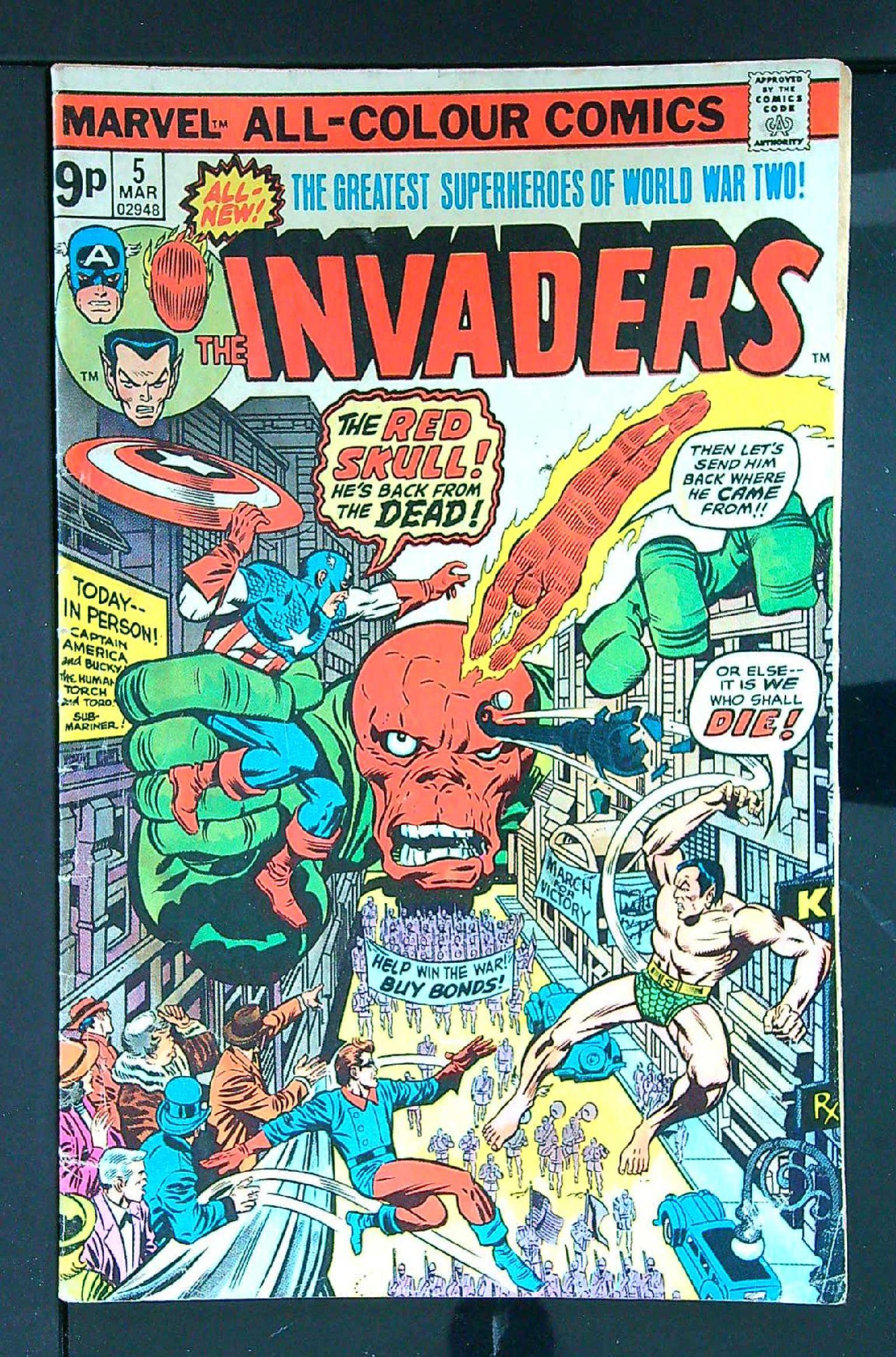 ACTUAL SCAN OF COMIC!<br> Cover of Invaders (Vol 1) #5. One of 250,000 Vintage American Comics on sale from Krypton!
