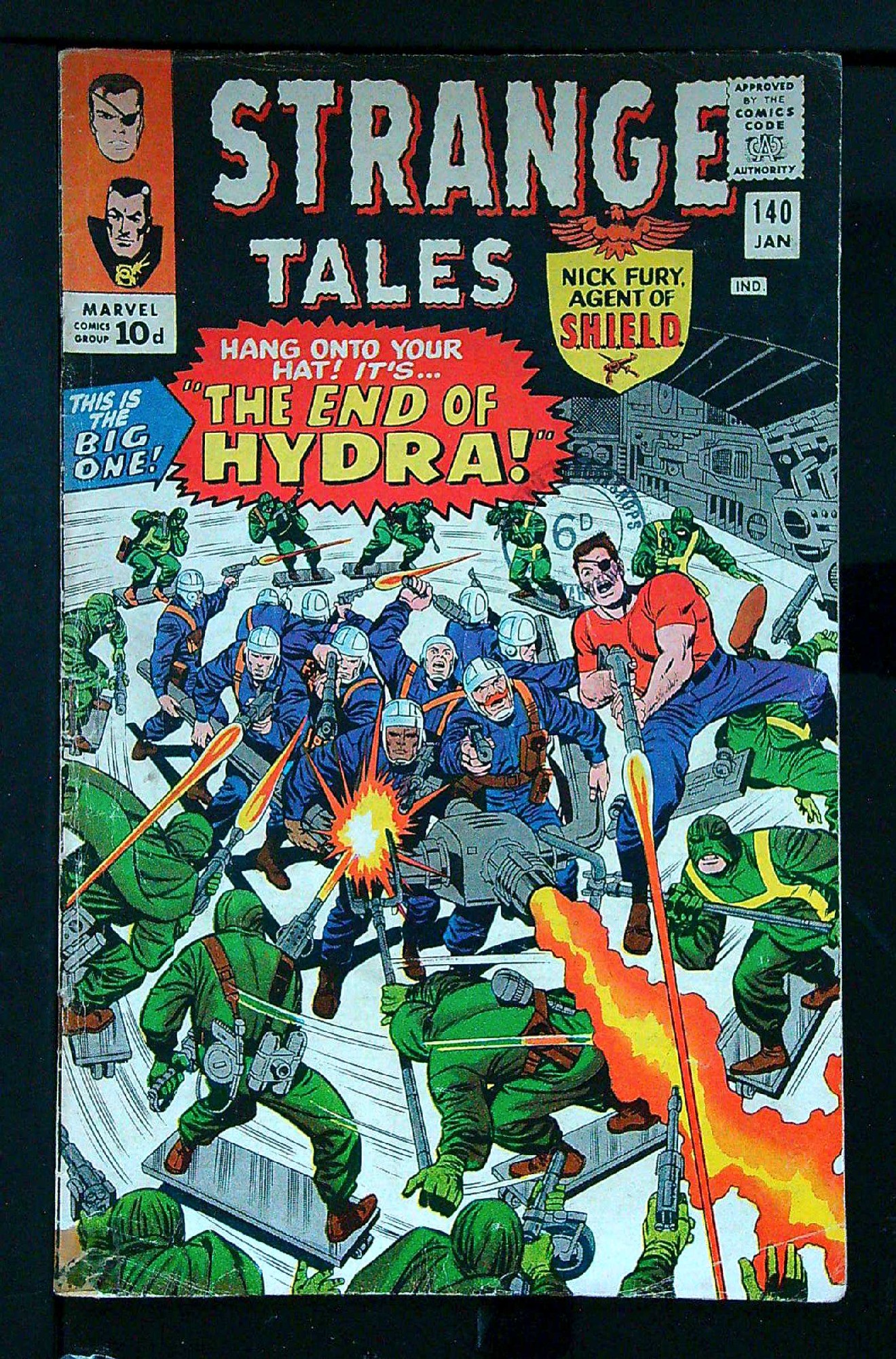 ACTUAL SCAN OF COMIC!<br>Distribution Stamp on Cover - Tape on lower edge - See Scan Cover of Strange Tales (Vol 1) #140. One of 250,000 Vintage American Comics on sale from Krypton!