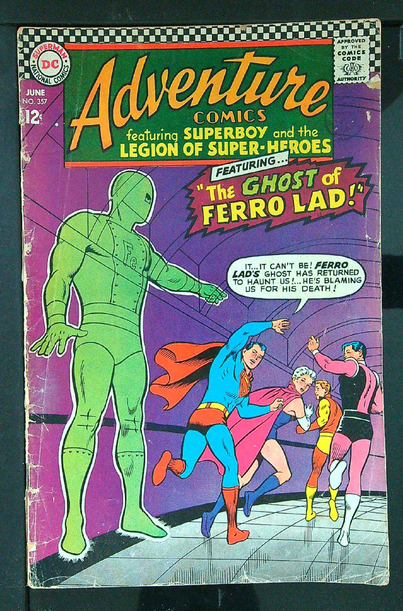ACTUAL SCAN OF COMIC!<br>Distribution Stamp on Cover - See Scan Cover of Adventure Comics (Vol 1) #357. One of 250,000 Vintage American Comics on sale from Krypton!
