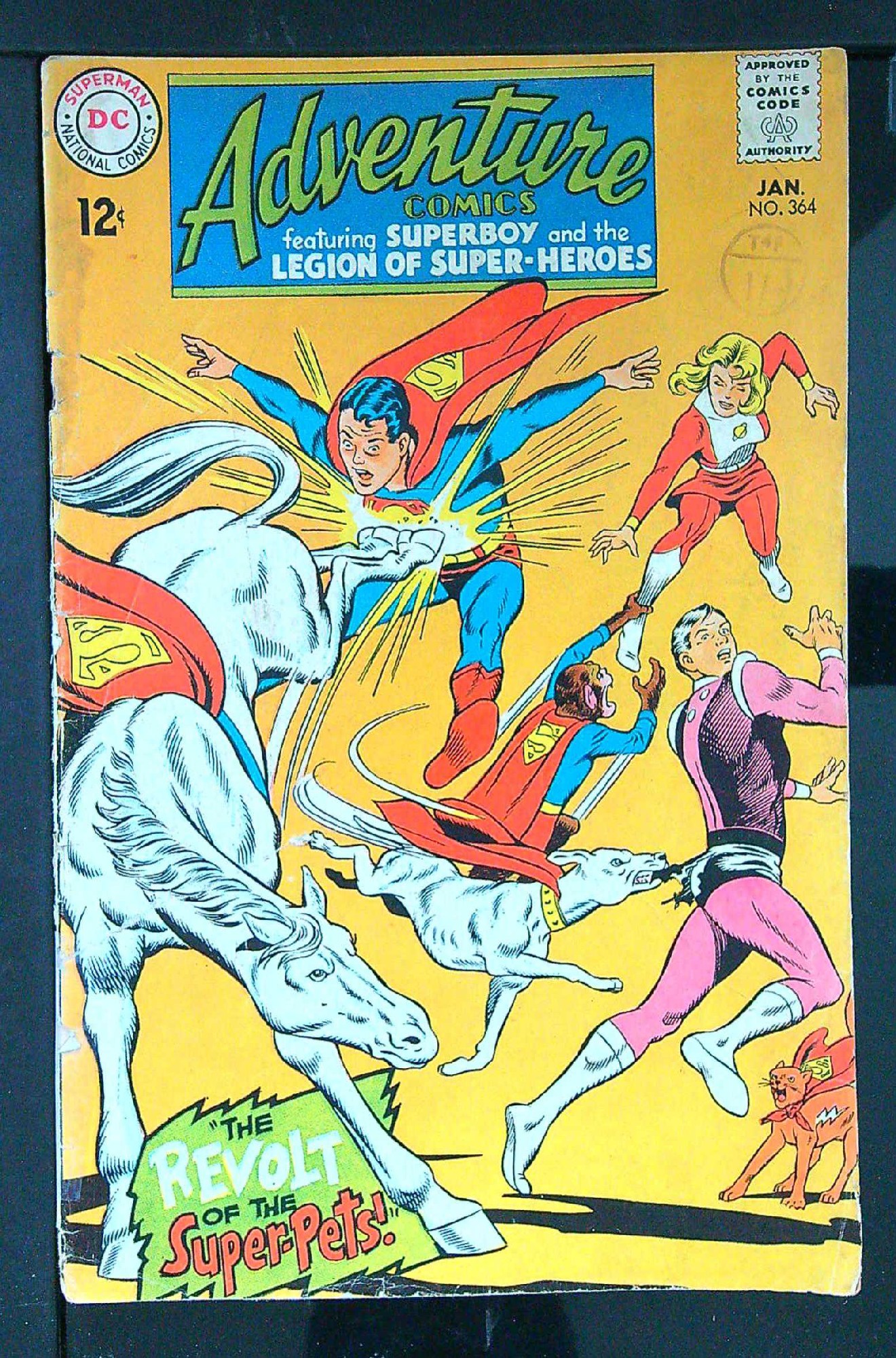 ACTUAL SCAN OF COMIC!<br>Distribution Stamp & Tape on Cover - See Scan Cover of Adventure Comics (Vol 1) #364. One of 250,000 Vintage American Comics on sale from Krypton!