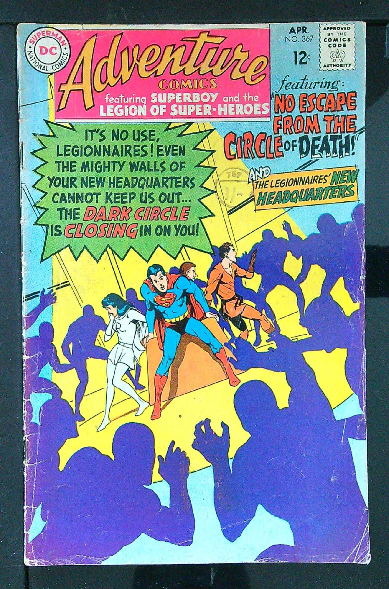 ACTUAL SCAN OF COMIC!<br>Distribution Stamp on Cover - See Scan Cover of Adventure Comics (Vol 1) #367. One of 250,000 Vintage American Comics on sale from Krypton!