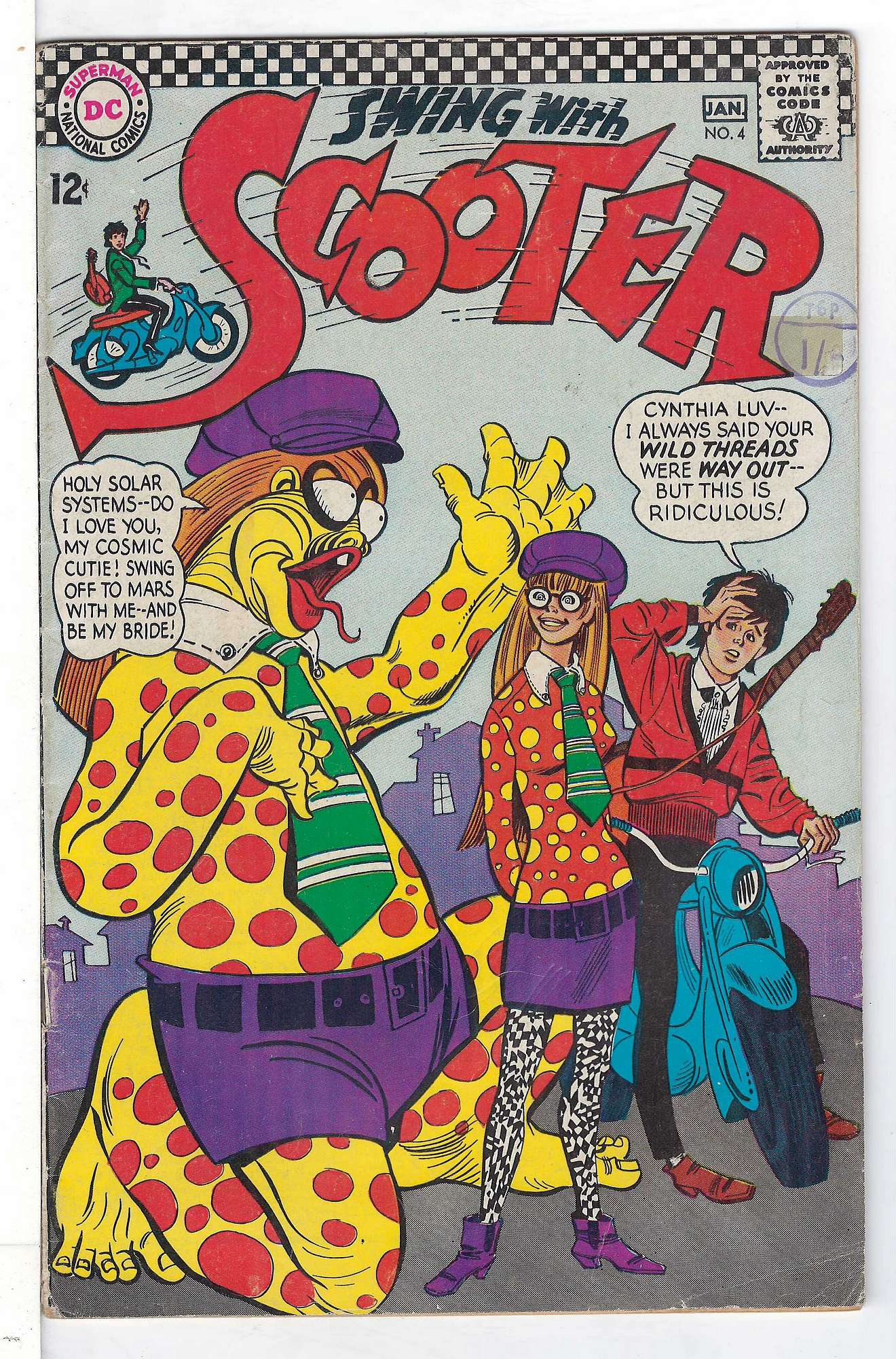 ACTUAL SCAN OF COMIC!<br>Stamp on Cover - See Scan Cover of Scooter - Swing With (Vol 1) #4. One of 250,000 Vintage American Comics on sale from Krypton!