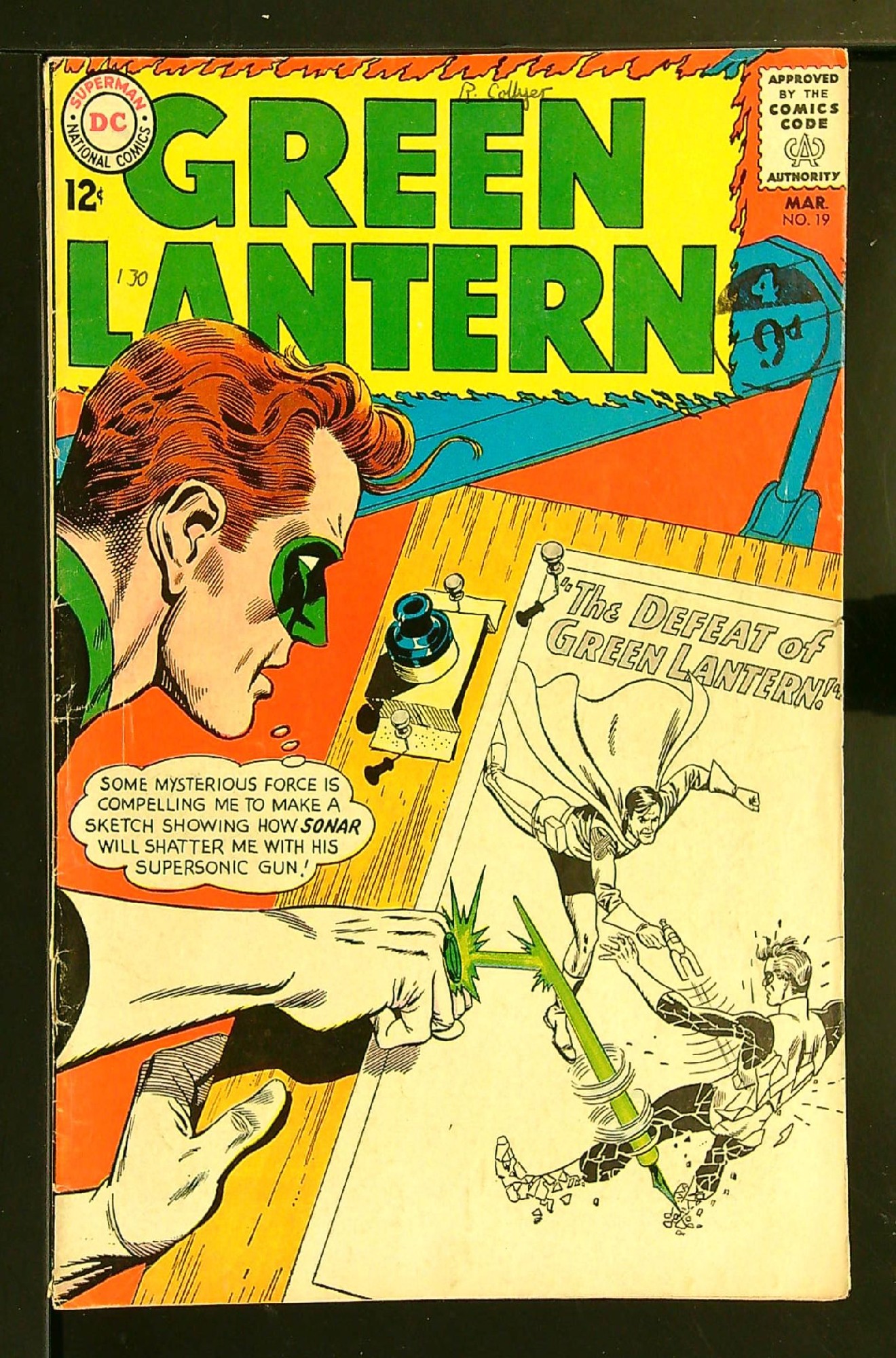 ACTUAL SCAN OF COMIC!<br>Pen & Distribution Stamp on Cover - See Scan Cover of Green Lantern (Vol 2) #19. One of 250,000 Vintage American Comics on sale from Krypton!
