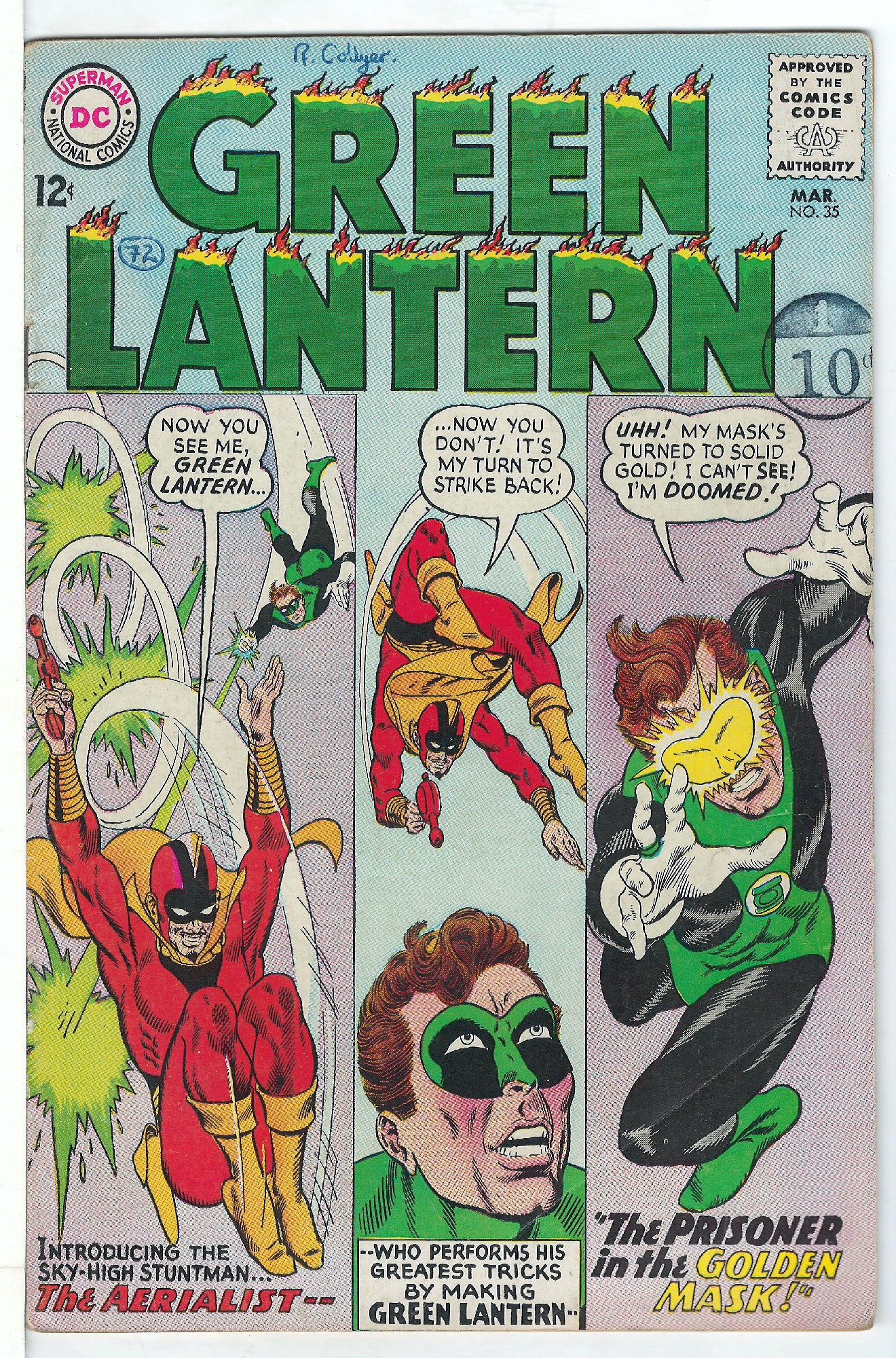 ACTUAL SCAN OF COMIC!<br>Pen on Cover - Stamp on Cover - See Scan Cover of Green Lantern (Vol 2) #35. One of 250,000 Vintage American Comics on sale from Krypton!