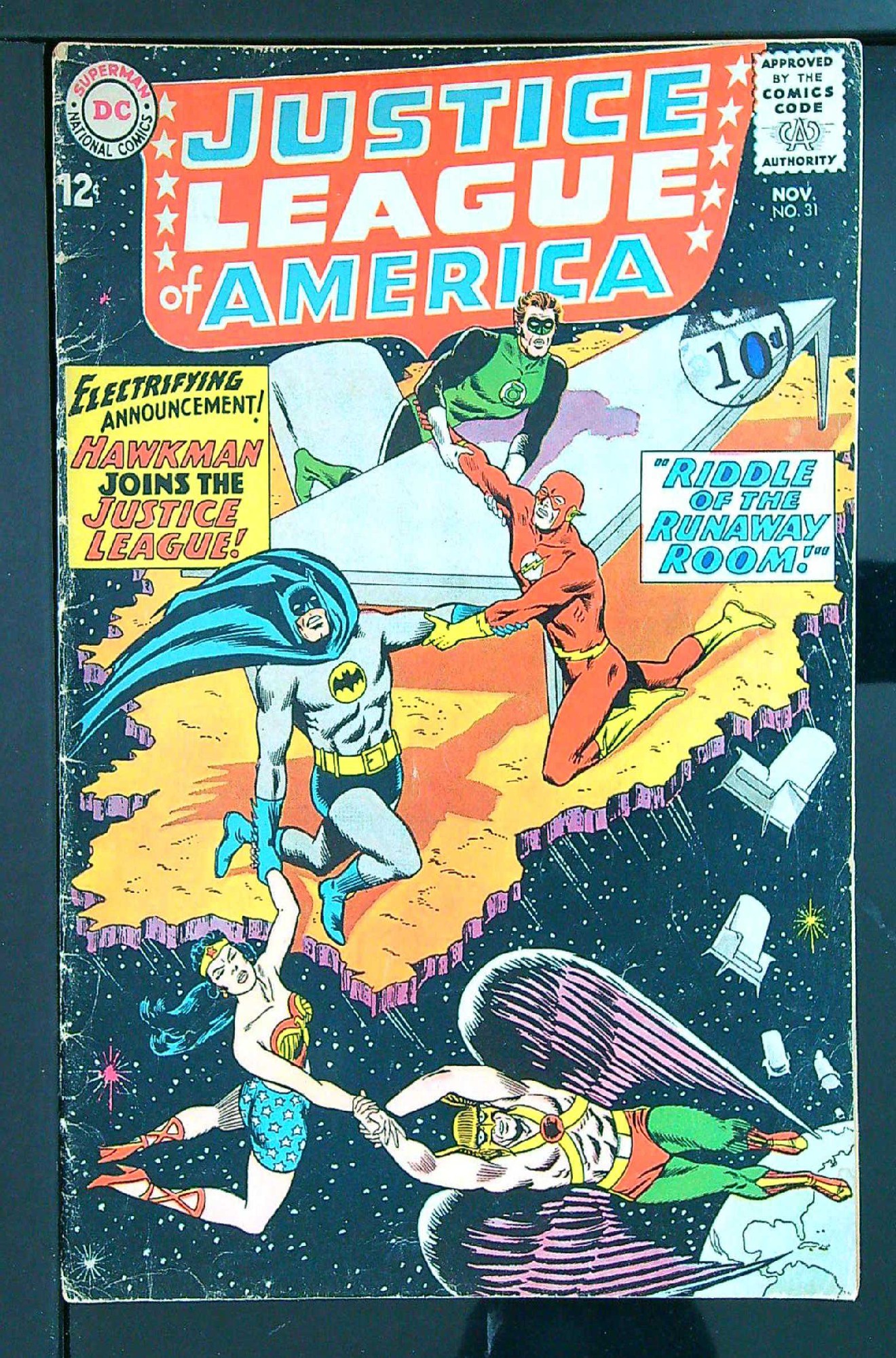 ACTUAL SCAN OF COMIC!<br>Distribution Stamp on Cover - See Scan Cover of Justice League of America (Vol 1) #31. One of 250,000 Vintage American Comics on sale from Krypton!
