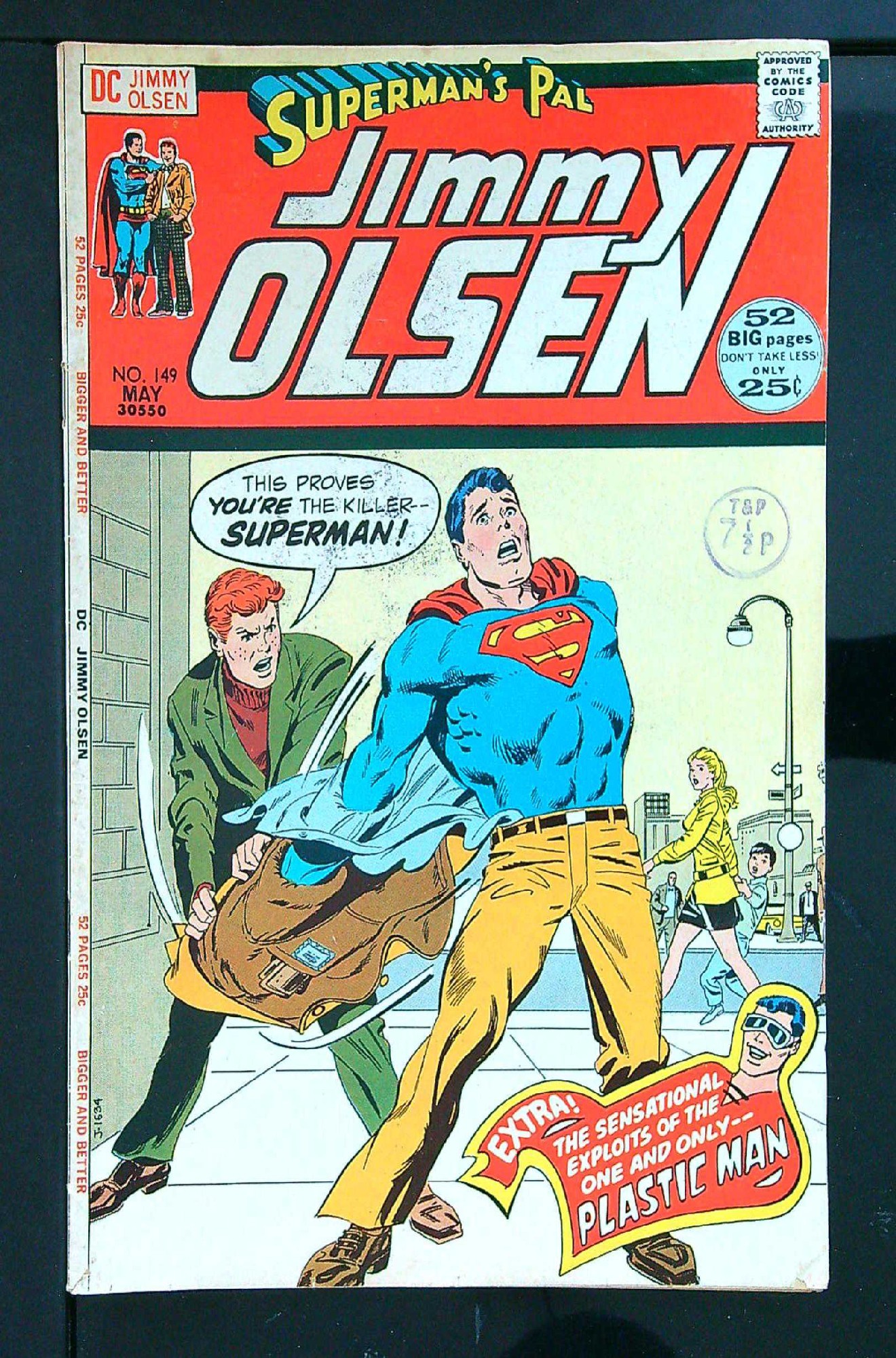 ACTUAL SCAN OF COMIC!<br>Distribution Stamp on Cover - See Scan Cover of Jimmy Olsen (Vol 1) Supermans Pal #149. One of 250,000 Vintage American Comics on sale from Krypton!