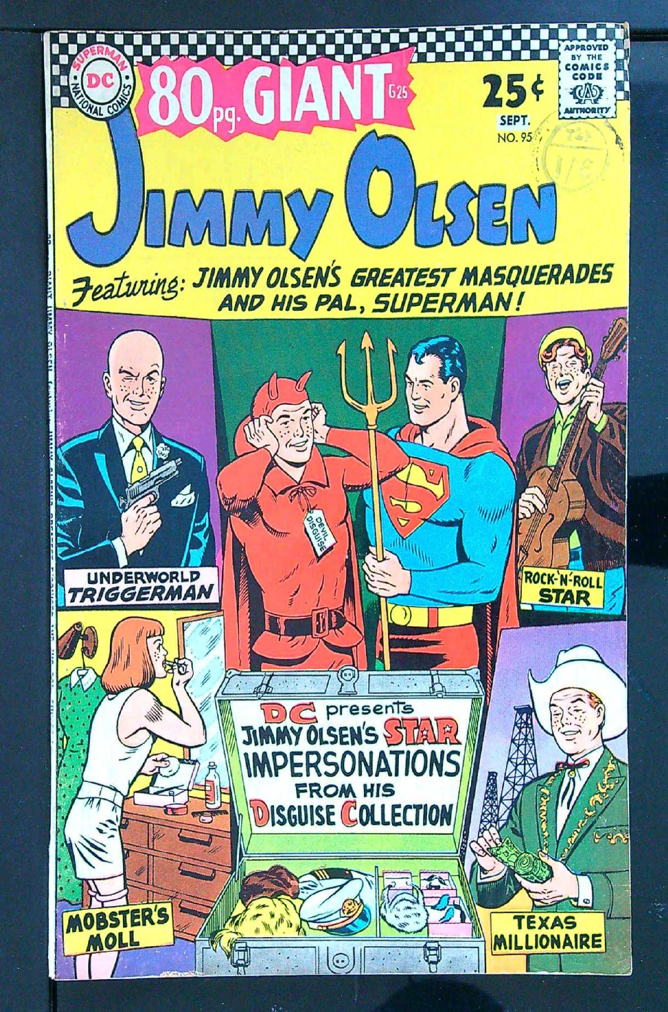 ACTUAL SCAN OF COMIC!<br>Distribution Stamp on Cover - See Scan Cover of Jimmy Olsen (Vol 1) Supermans Pal #95. One of 250,000 Vintage American Comics on sale from Krypton!