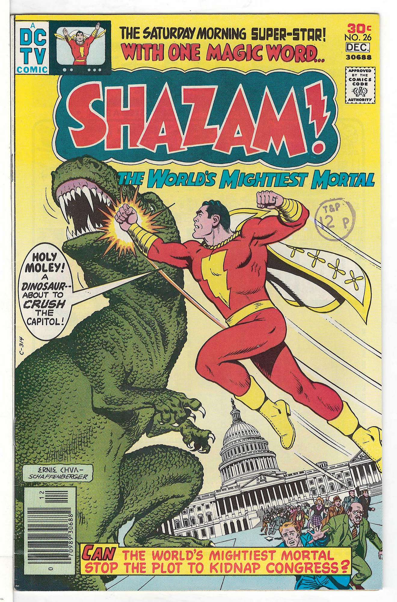 ACTUAL SCAN OF COMIC!<br>Distribution Stamp on Cover - See Scan Cover of Shazam! (Vol 1) #26. One of 250,000 Vintage American Comics on sale from Krypton!