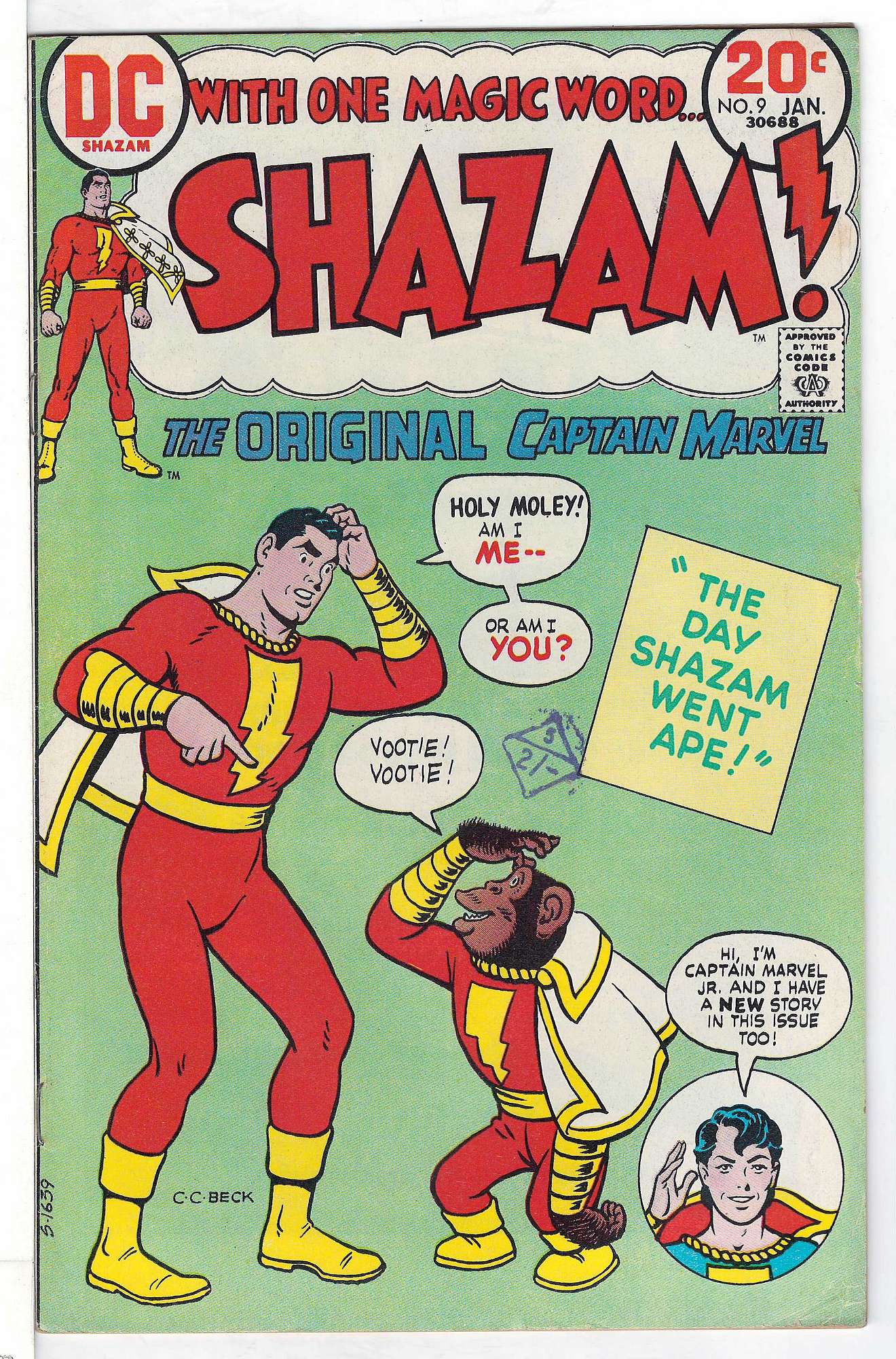 ACTUAL SCAN OF COMIC!<br>Distribution Stamp on Cover - See Scan Cover of Shazam! (Vol 1) #9. One of 250,000 Vintage American Comics on sale from Krypton!