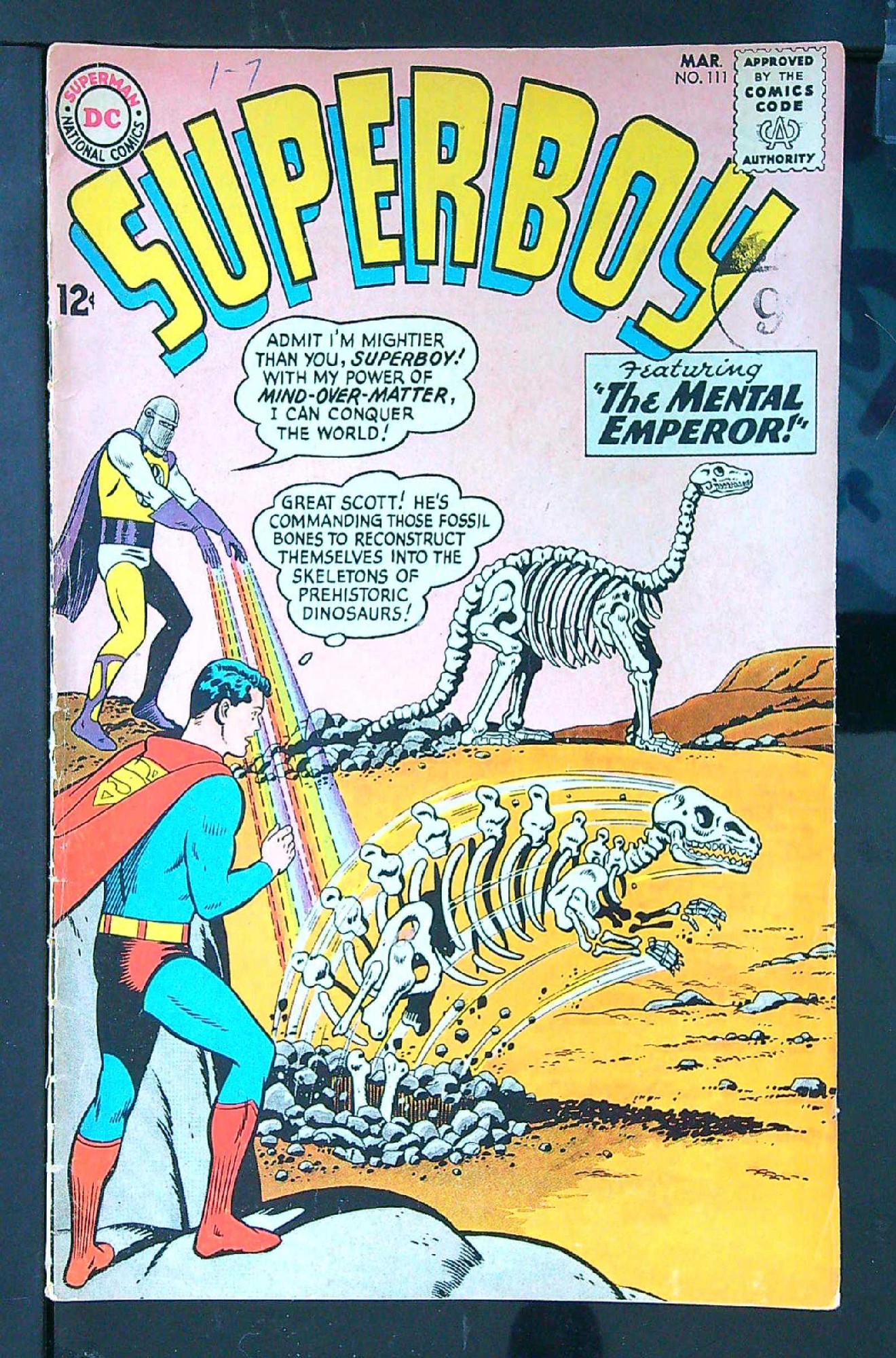 ACTUAL SCAN OF COMIC!<br>Distribution Stamp & Pen on Cover - See Scan Cover of Superboy (Vol 1) #111. One of 250,000 Vintage American Comics on sale from Krypton!