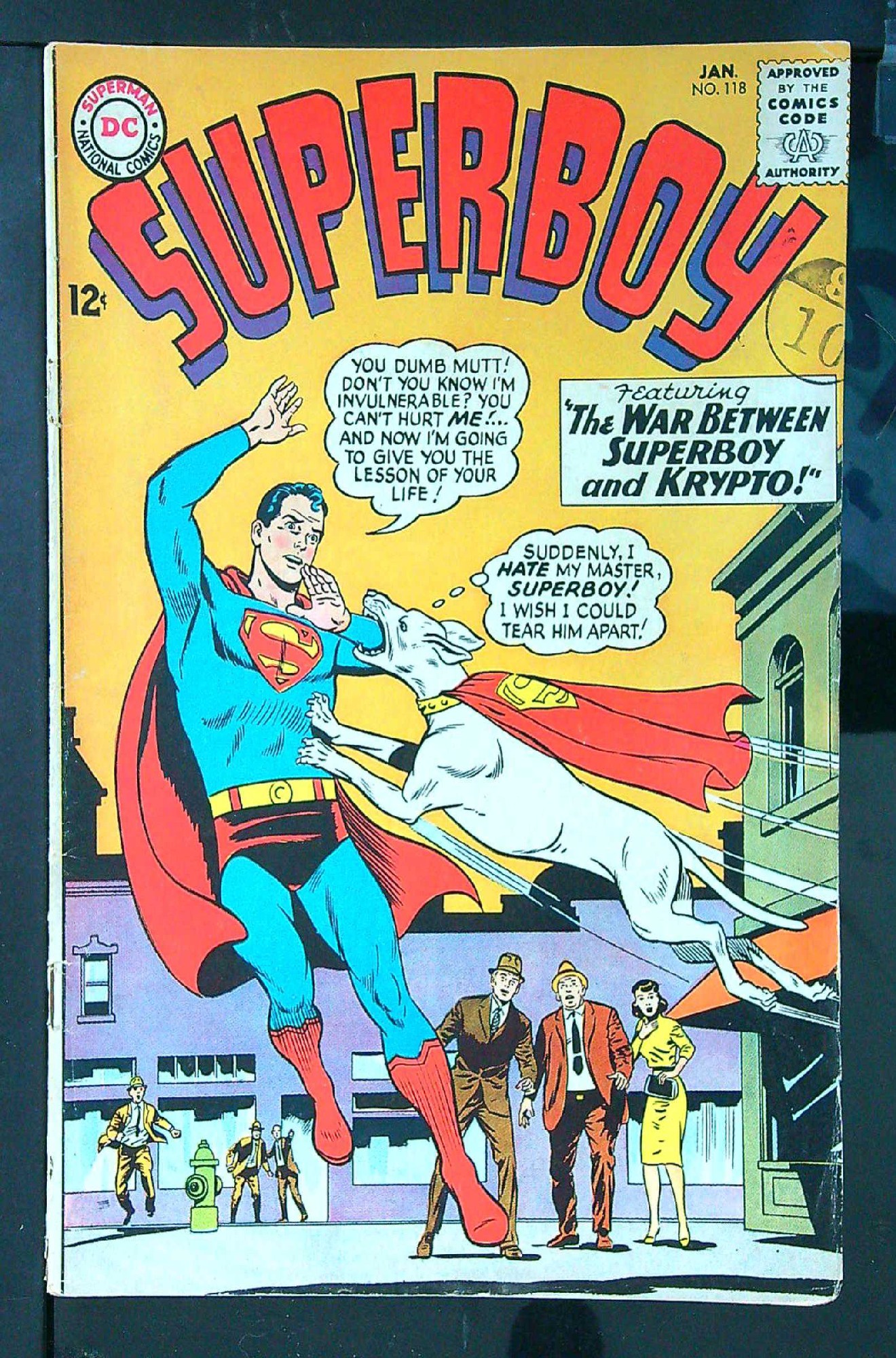 ACTUAL SCAN OF COMIC!<br>Distribution Stamp on Cover - Popped upper staple - See Scan Cover of Superboy (Vol 1) #118. One of 250,000 Vintage American Comics on sale from Krypton!