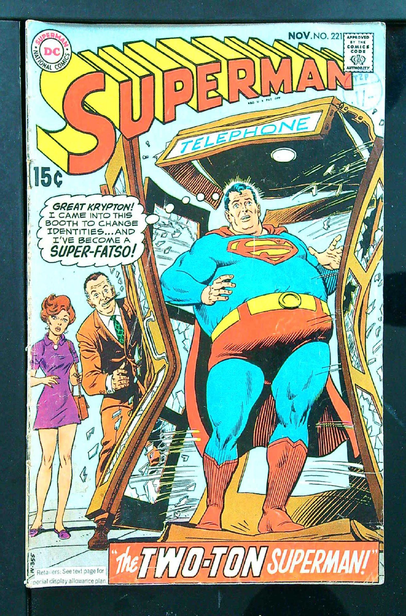 ACTUAL SCAN OF COMIC!<br>Distribution Stamp on Cover - See Scan Cover of Superman (Vol 1) #221. One of 250,000 Vintage American Comics on sale from Krypton!