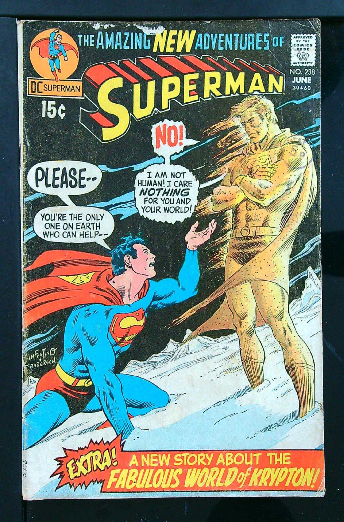 ACTUAL SCAN OF COMIC!<br>Distribution Stamp on Cover - See Scan Cover of Superman (Vol 1) #238. One of 250,000 Vintage American Comics on sale from Krypton!