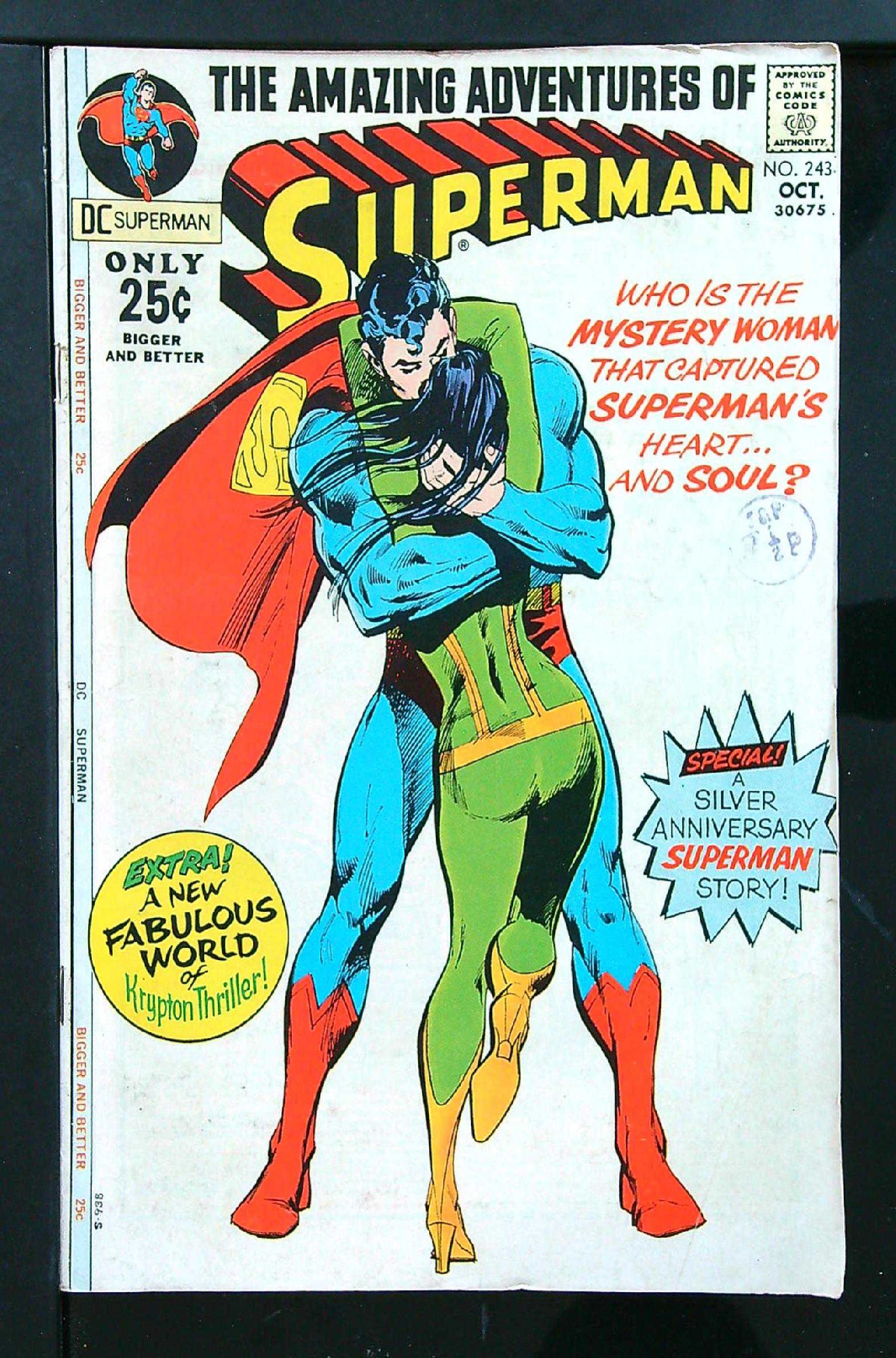 ACTUAL SCAN OF COMIC!<br>Distribution Stamp on Cover - See Scan Cover of Superman (Vol 1) #243. One of 250,000 Vintage American Comics on sale from Krypton!