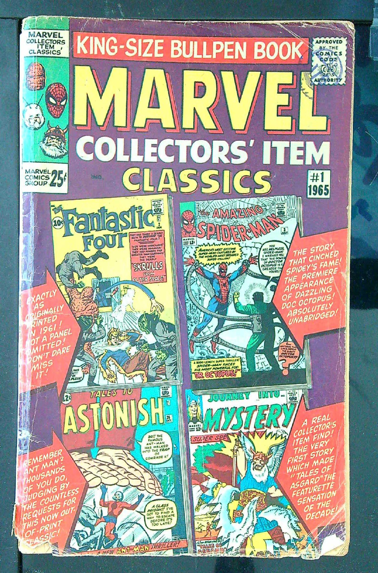 ACTUAL SCAN OF COMIC!<br>Taped Spine - Distribution Stamp on Cover - See Scan Cover of Marvel Collectors Item Classics (Vol 1) #1. One of 250,000 Vintage American Comics on sale from Krypton!