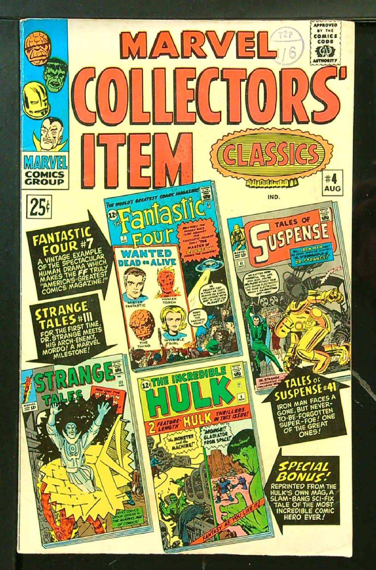 ACTUAL SCAN OF COMIC!<br>Stamp on Cover - See Scan Cover of Marvel Collectors Item Classics (Vol 1) #4. One of 250,000 Vintage American Comics on sale from Krypton!