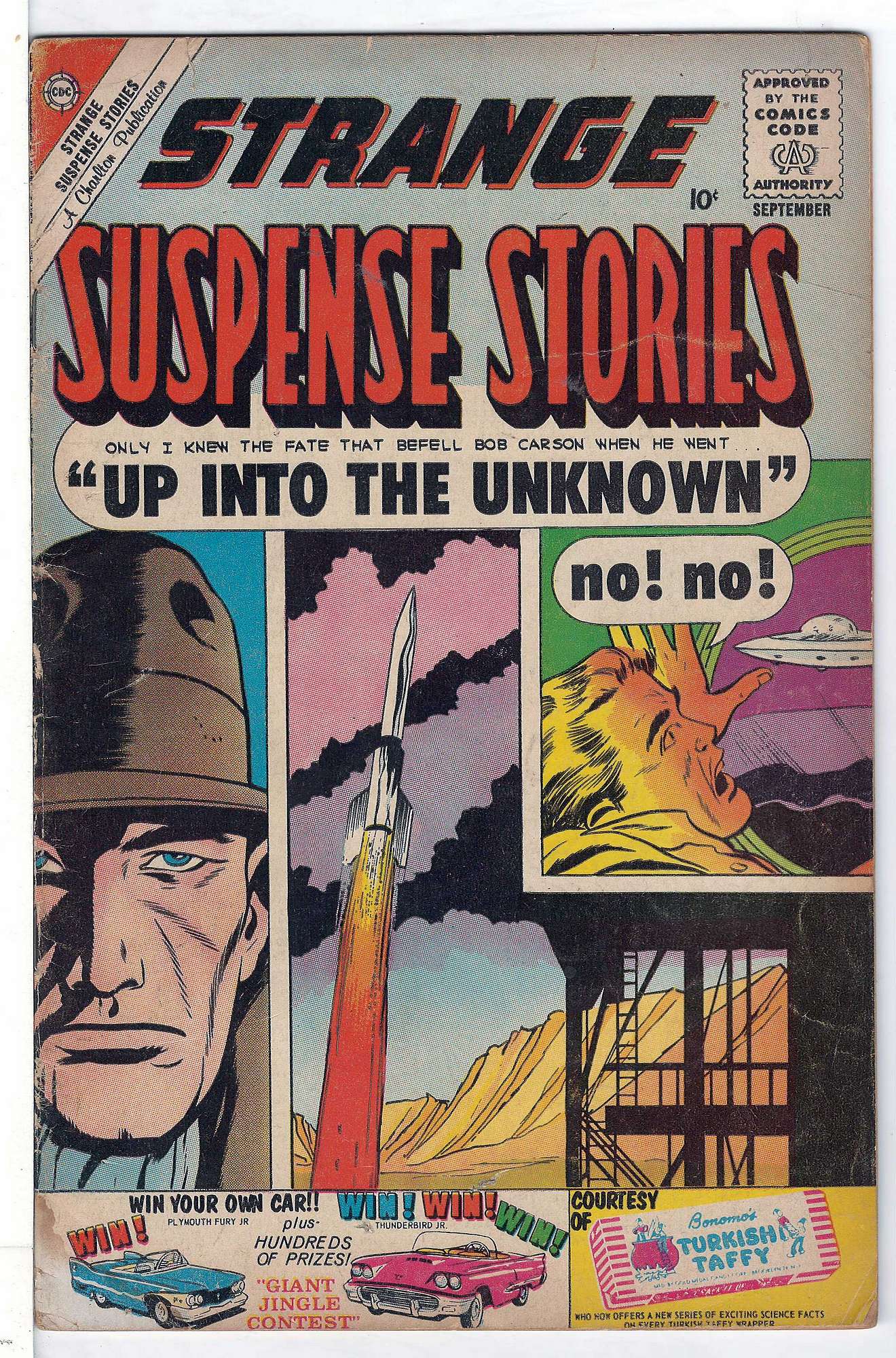 ACTUAL SCAN OF COMIC!<br>Stain in bottom left corner - See Scan Cover of Strange Suspense Stories (Vol 2) #49. One of 250,000 Vintage American Comics on sale from Krypton!
