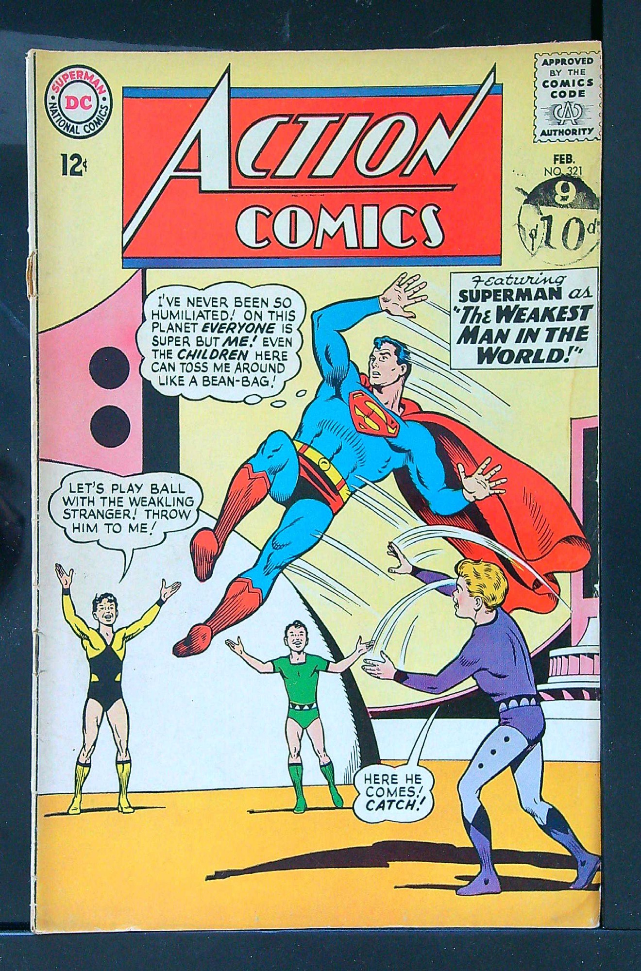 ACTUAL SCAN OF COMIC!<br>Distribution Stamp on Cover - Popped upper staple - See Scan Cover of Action Comics (Vol 1) #321. One of 250,000 Vintage American Comics on sale from Krypton!