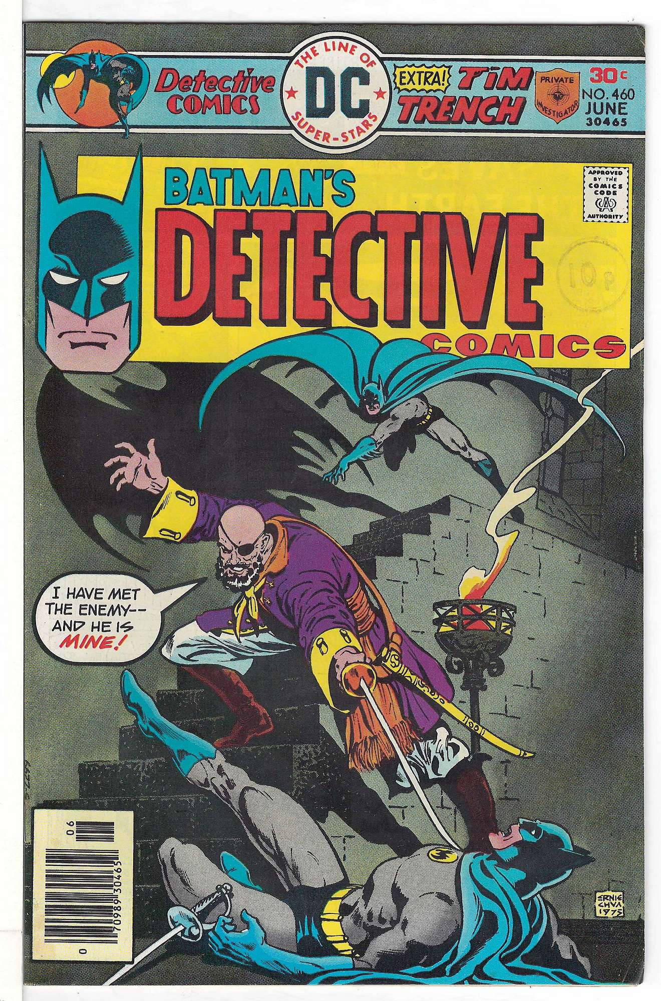 ACTUAL SCAN OF COMIC!<br>Stamp on Cover - See Scan Cover of Detective Comics #460. One of 250,000 Vintage American Comics on sale from Krypton!