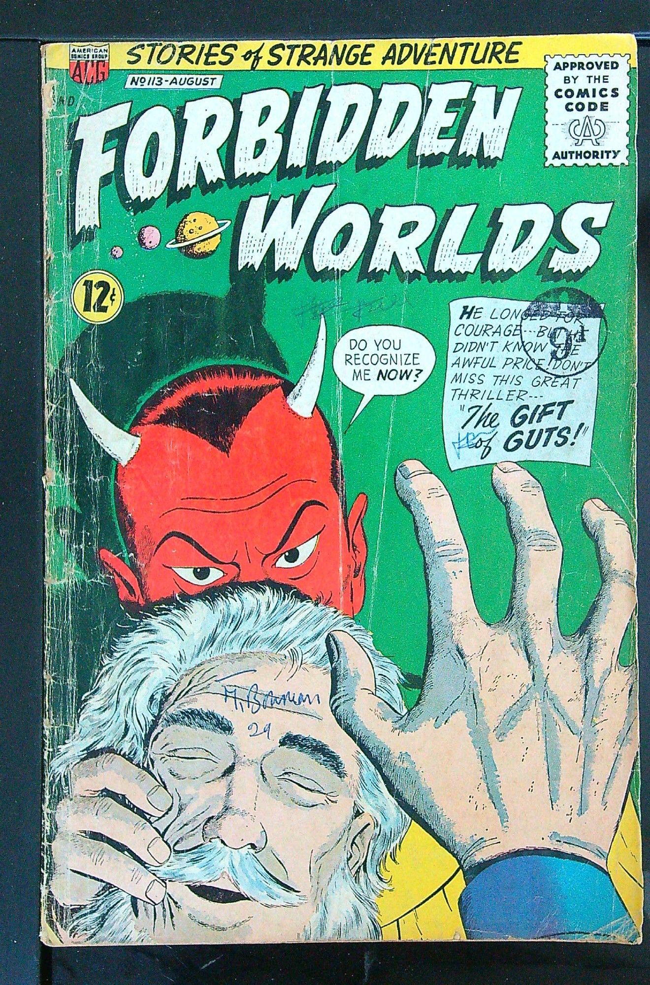 ACTUAL SCAN OF COMIC!<br>Distribution Stamp & Pen on Cover - See Scan Cover of Forbidden Worlds (Vol 1) #113. One of 250,000 Vintage American Comics on sale from Krypton!