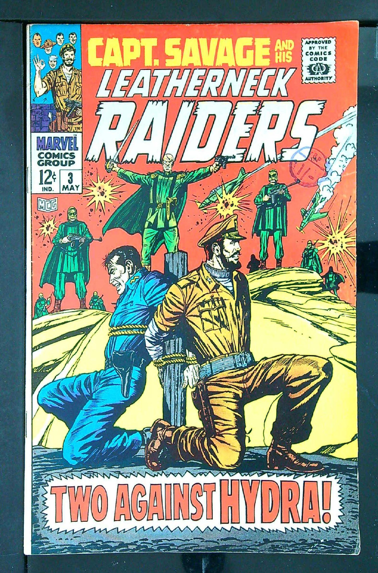 ACTUAL SCAN OF COMIC!<br>Distribution Stamp on Cover -See Scan Cover of Captain Savage (Vol 1) #3. One of 250,000 Vintage American Comics on sale from Krypton!