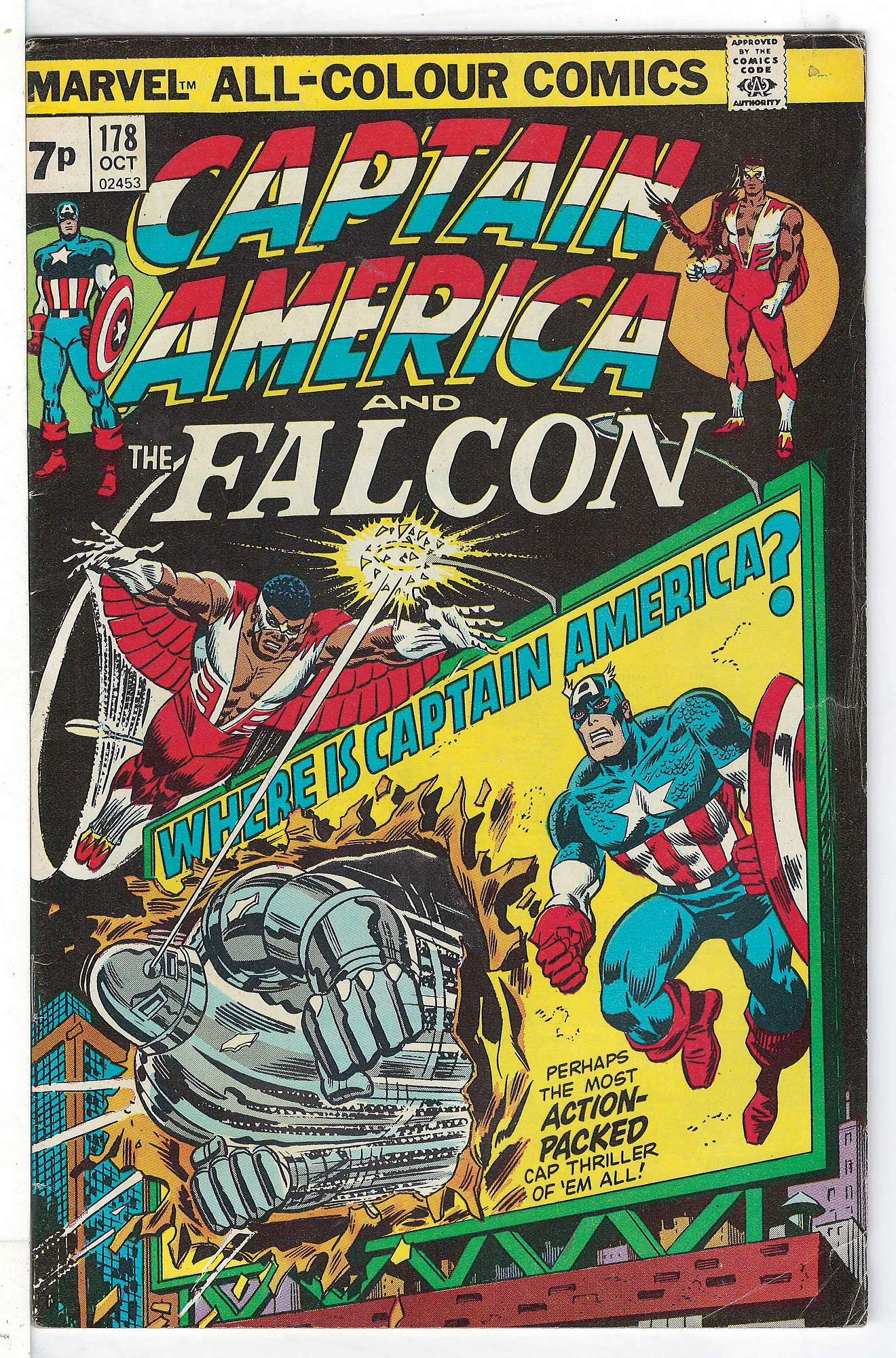 ACTUAL SCAN OF COMIC!<br> Cover of Captain America (Vol 1) #178. One of 250,000 Vintage American Comics on sale from Krypton!