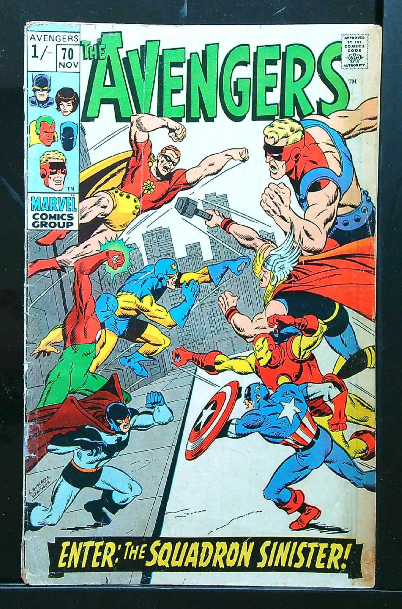 1st Full Nighthawk<br>ACTUAL SCAN OF COMIC!<br>Tape on Cover - See Scan Cover of Avengers (Vol 1) #70. One of 250,000 Vintage American Comics on sale from Krypton!