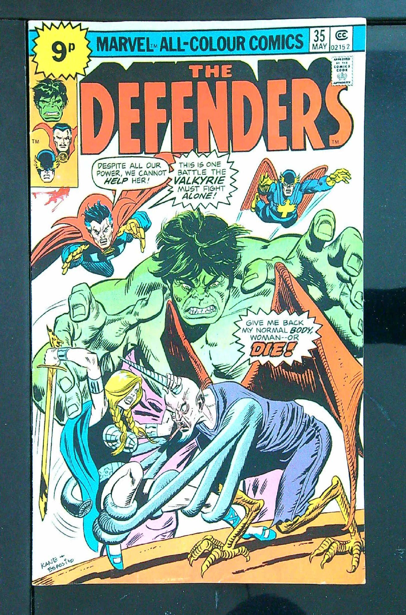 ACTUAL SCAN OF COMIC!<br>Pen on Cover - See Scan Cover of Defenders (Vol 1) #35. One of 250,000 Vintage American Comics on sale from Krypton!